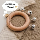 Детская деревянная погремушка с колокольчиками, аксессуар для детской кроватки, коляска из натурального дерева под заказ