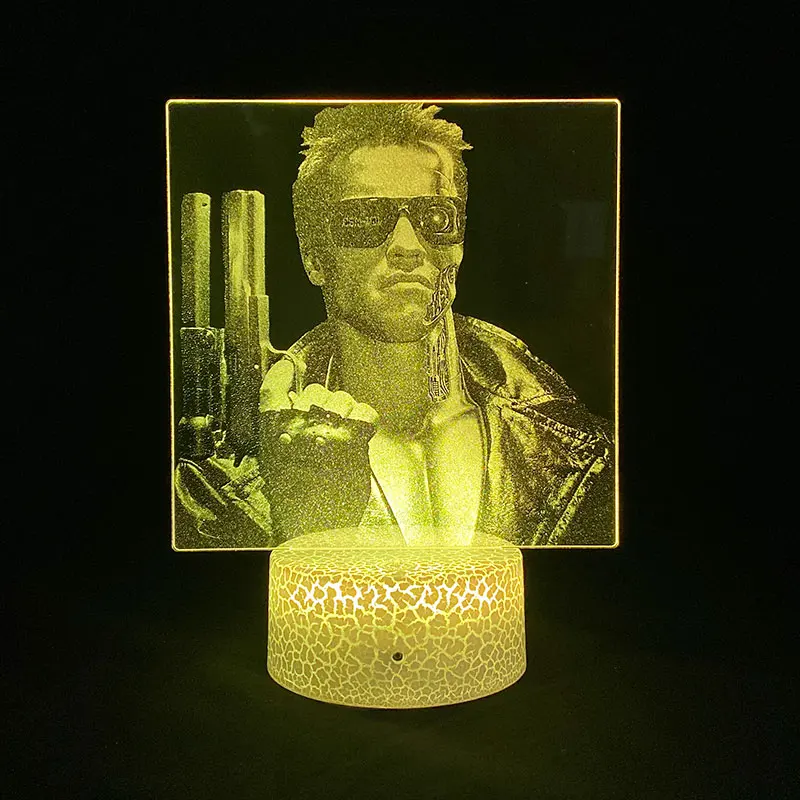 

Acrylic 3D LED Picture Lamp Light Smart Phone Control The Terminator Schwarzenegger Bedside Nightlight Fans Holiday Gift
