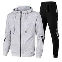 new mens striped tracksuit two piece suit zipper fashion spring autumn sweatshirts and sweatpants set male sportswear plus size