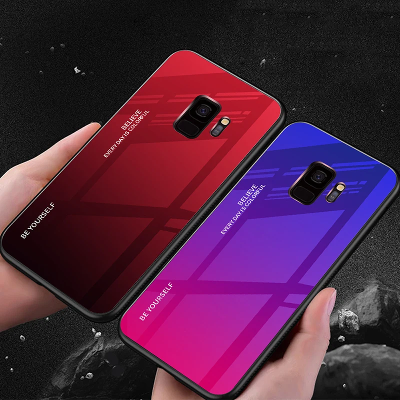 Чехол из закаленного стекла для телефона samsung Galaxy S8 S9 S10 Plus Lite Note 8 9 градиентный