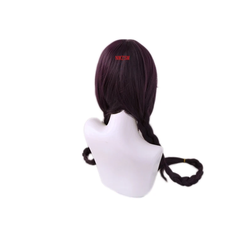 Темно-фиолетовый парик Danganronpa Touko Fukawa Toko длинные косички карнавальный костюм