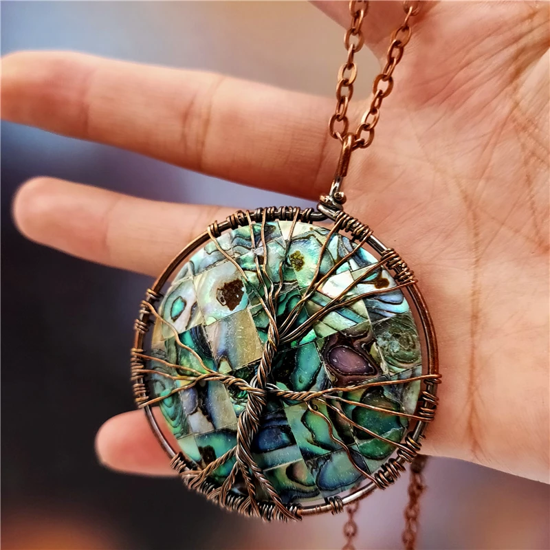 В винтажном стиле Модельные натуральным кулон в виде раковины абалона ожерелье