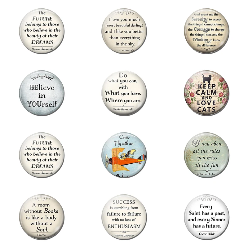 Набор магнитов на холодильник 12 шт. 25 мм вдохновляющие буквы магниты стеклянные