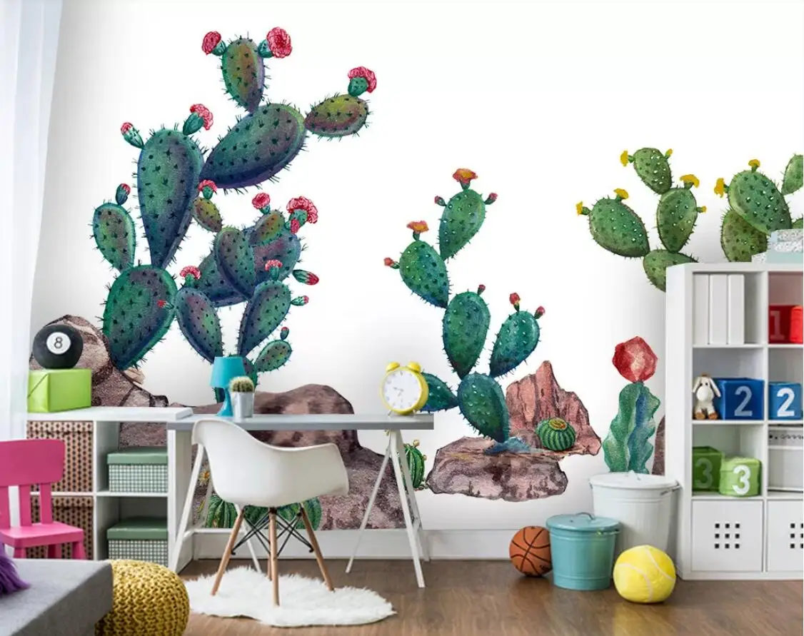 Свежая настенная Бумага С КАКТУСОМ Цветочная бумага с HD-печатью на заказ для