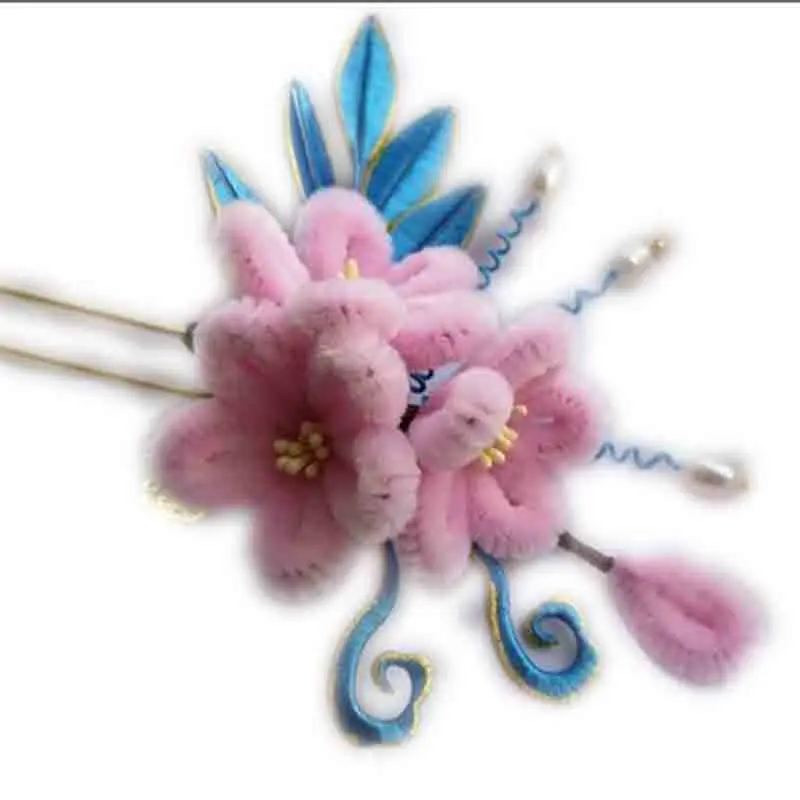 

Hanfu Tassels Hairpin Women Headdress Chinese Traditional Cos Hairdressing Hair Sticks Cosplay Pink Hairpin Gift For Lady Girl