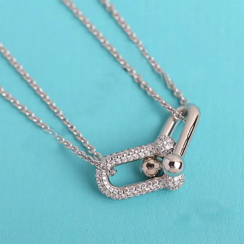 

U-shaped two section clavicle chain S925 silver classic original 1:1 duplex Necklace birthday gift advertisement gift optional