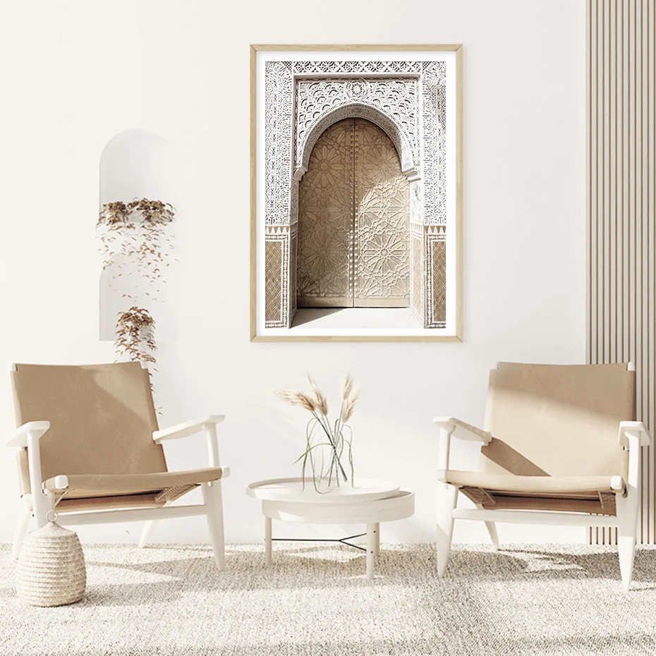 Марокканская Арка Дверь путешествия деревня постер Пейзаж Холст Живопись стены