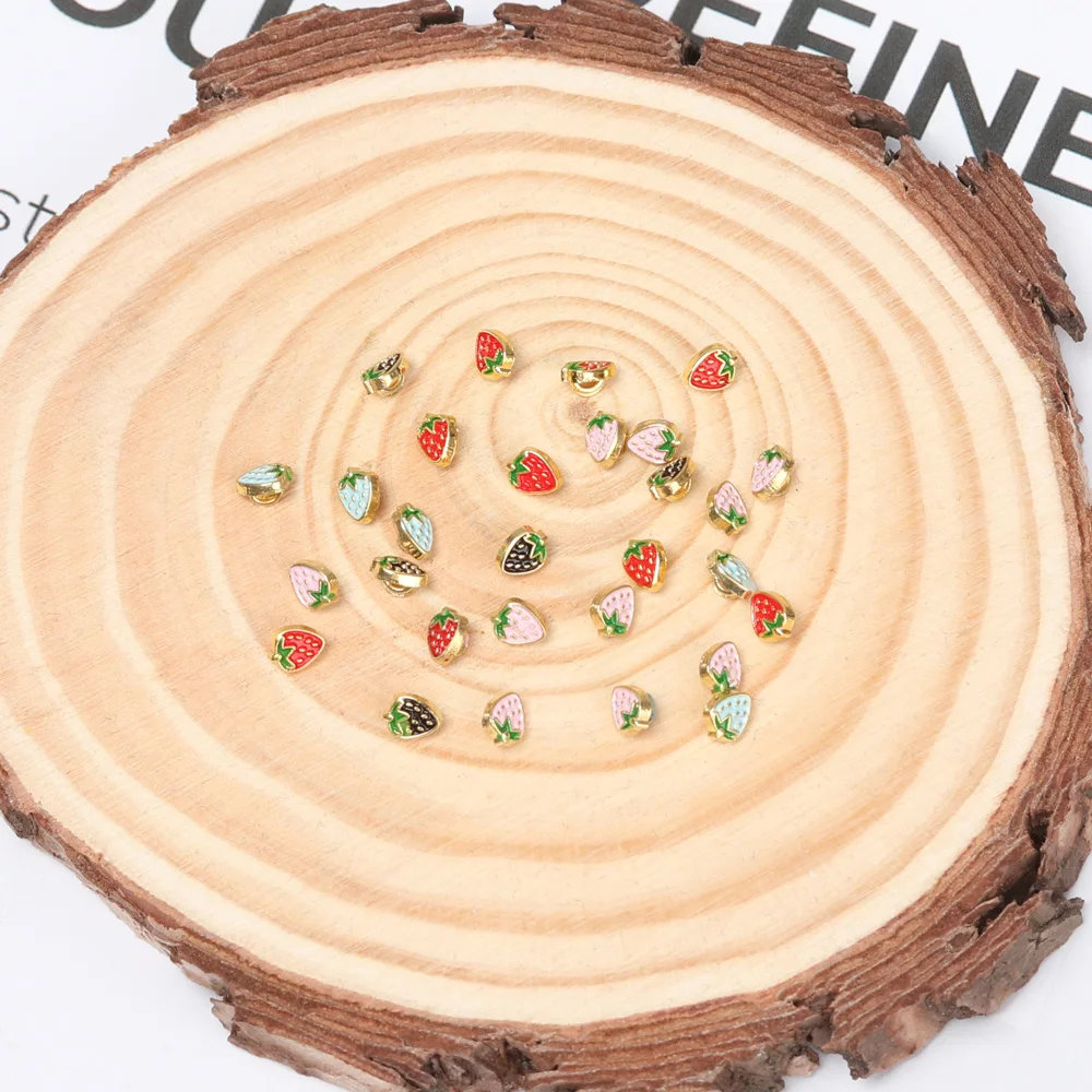 Мини-пряжки для кукол 5 мм 20 шт. металлические пряжки с клубничным узором