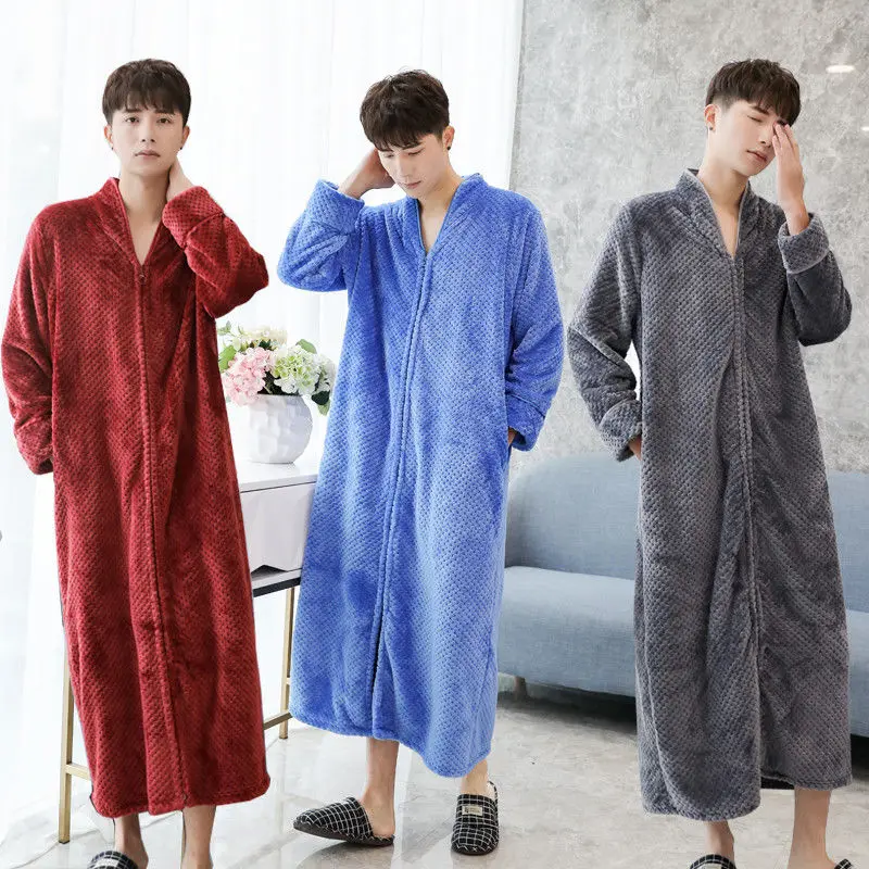 Pajamas Nightgown Robe Winter Thickened Long Section Bathrobe Large Size Loose Nightgown Female Winter Loungewear Pajamas Female