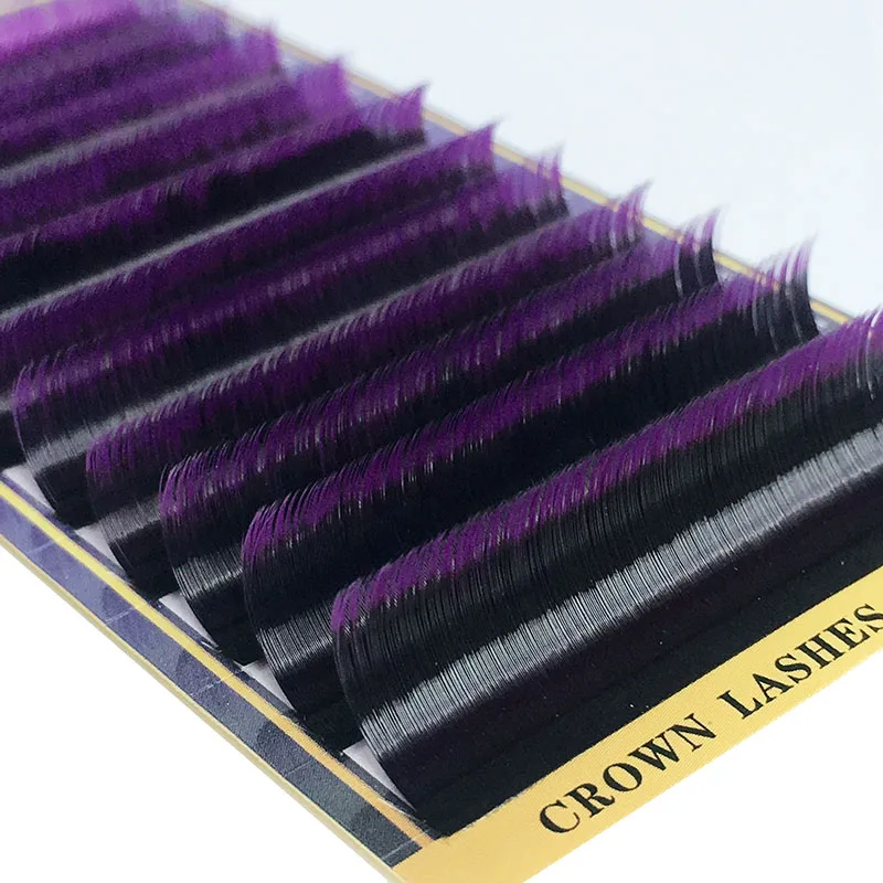 CrownLash 2tone Ombre Purple C D-0.10 0.15 7-15mm Dual Color Volume Lash Eeyelash Extensions