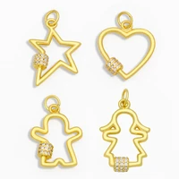 ocesrio gold plated cz stone heart star boy and girl couple family earrings charm pendants diy jewelry finding supplies pdta196