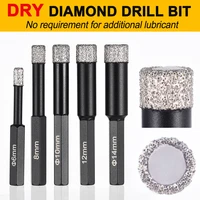 5pcs granite tile glass vacuum razed diamond drill ceramics marble dry diamond drill bits core with hex shank 6mm 14mm d30