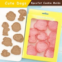 8pcslot cute dogs biscuit molds 3d cartoon cookie moulds for baking multi function kitchen tools for baking cookie tools