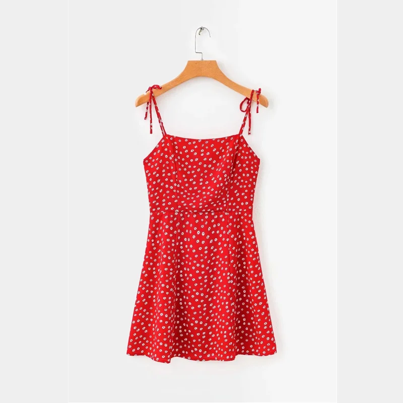 Mini Backless Dress Women Bandage Vintage A Line Slip Dresses Korean Ladies Strapless Sleeveless Print Suspender | Женская одежда