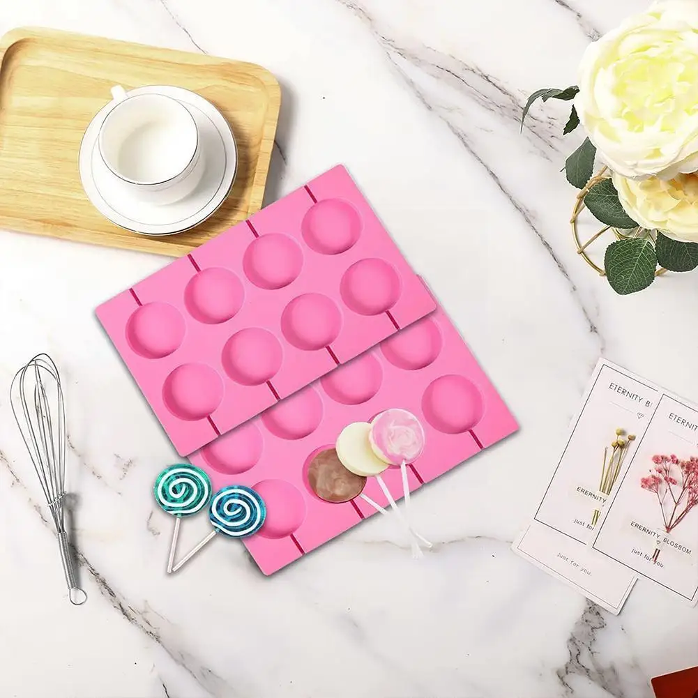 

Silicone 8 Lollipop Molds 5cm Round Starry Sticks Homemade Cheese Sticks Mold Fruit Candy Chocolate Q Children's T4o6