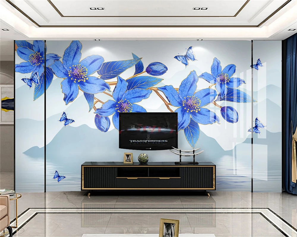 Обои beibehang на заказ современные индивидуальные Настенные обои с синими чернилами