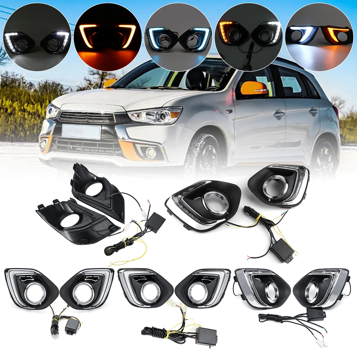 Светильник для Mitsubishi ASX 2013 2014 LED DRL COB Дневной ходовой светильник