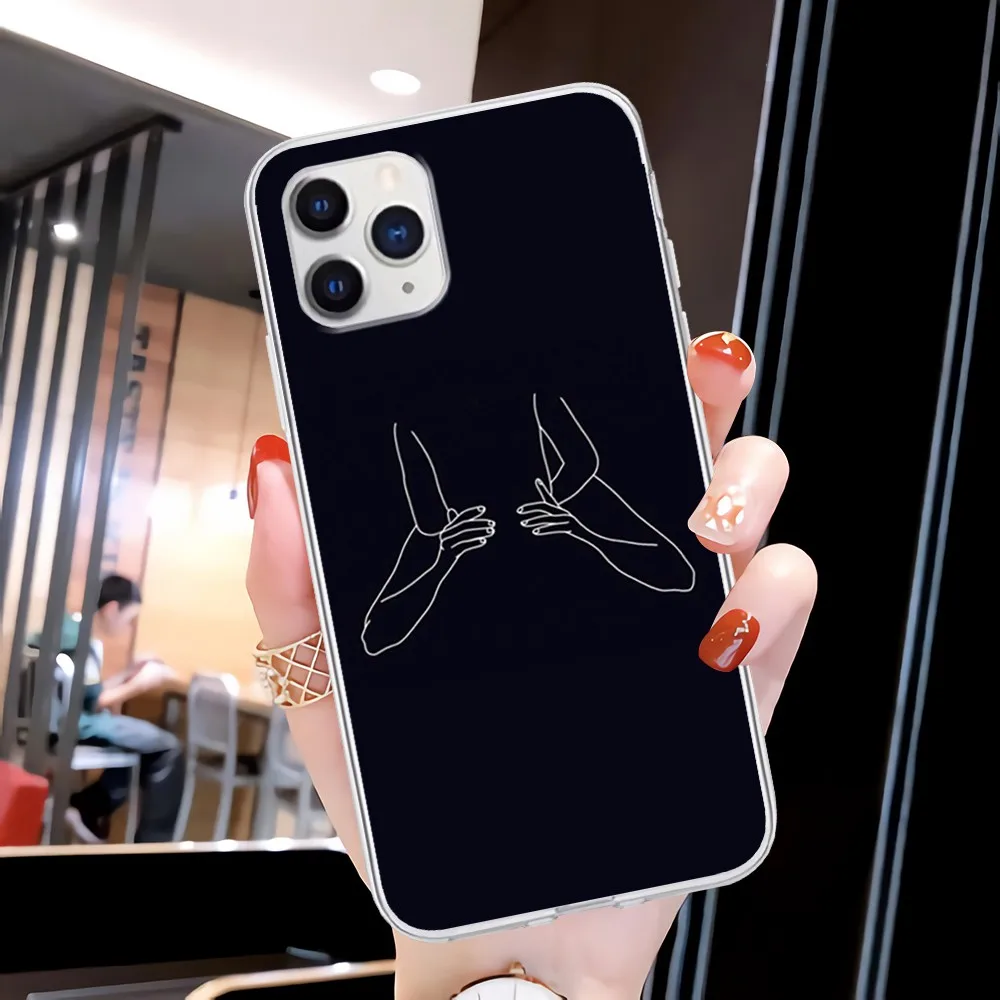 

Minimalist Line Sexy Couple Transparent Mobile Phone Case For Samsung Galaxy A21S A71 S9 S10 Plus Lite S20 Note 20 Ultra Cover