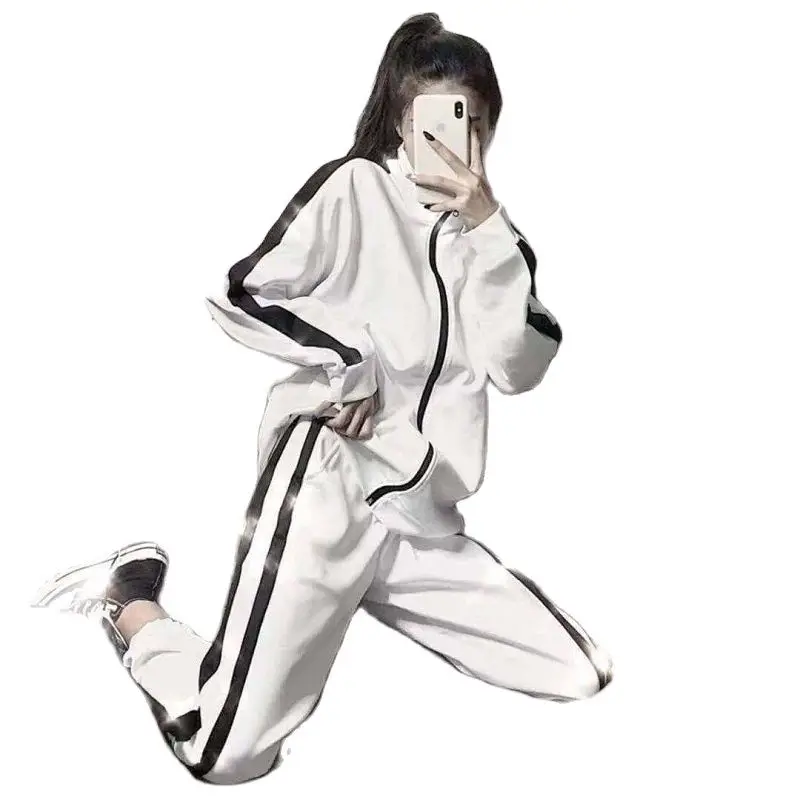 

Женские костюмы 2021, Одежда большого размера для женщин, Студенческая модная Корейская Спортивная повседневная парная одежда, комплект из д...