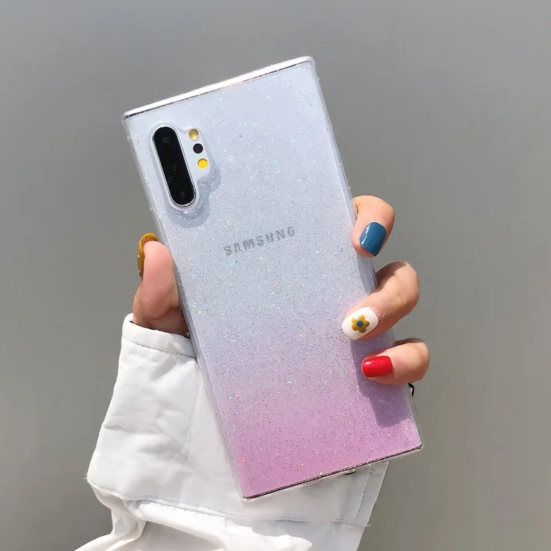Pink YHBB чехол S для samsung Note 10 8 9 Шикарный Блестящий Прозрачный чехол для samsung Galaxy S10 Plus S8 S9 цветной мягкий чехол с градиентом - Цвет: Pink