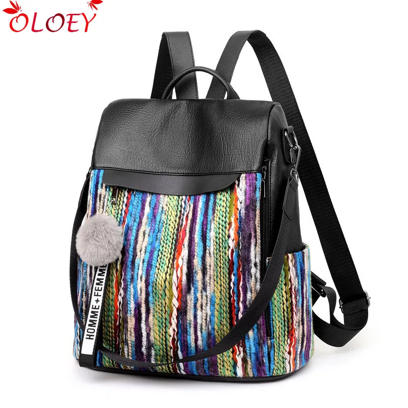 Bags for Women backpack 2019 winter new fashion wild stitching soft leather leisure travel large capacity hot sale |