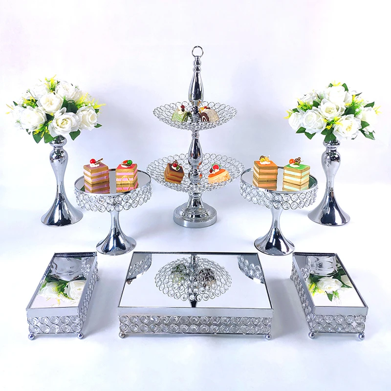 7 шт. цвета: золотистый серебристый металлическая для подставки пирожных Круглый