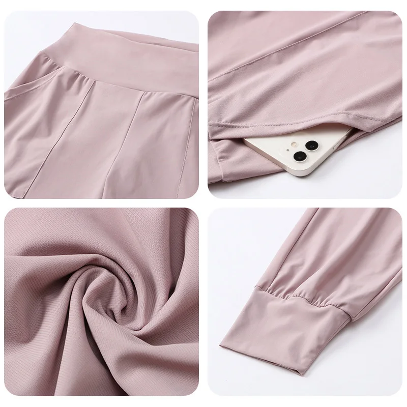 Штаны для йоги с высокой талией и карманами спортивные брюки тренировочные