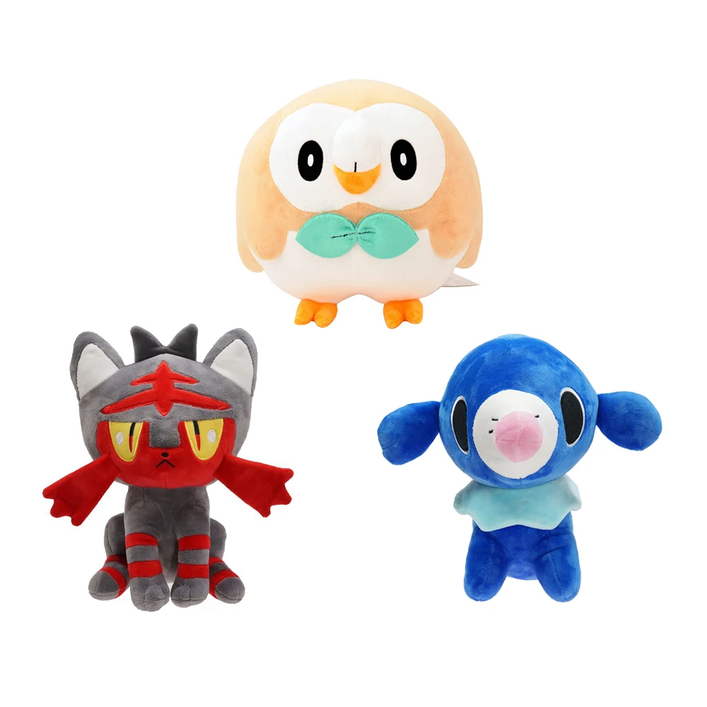

Popplio Rowlet Litten Pikachus плюшевые игрушки Kawaii аниме Покемоны подарок для ребенка мягкая кукла кот морской лев Сова рождественские подарки для детей