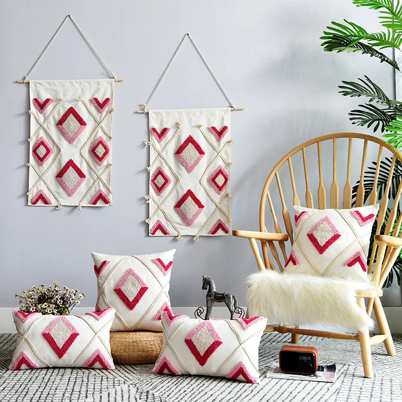 Ins стеганая тканая подушка для стула набор из льняной простой геометрической
