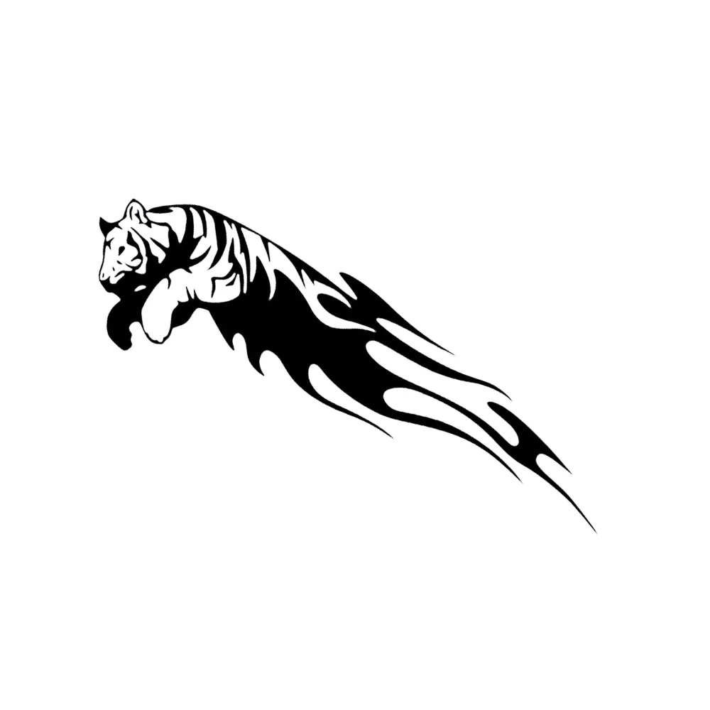 

Виниловая наклейка с изображением тигра, скакающего пламени, бардиана, черного и серебряного цвета, 20x6,3 см