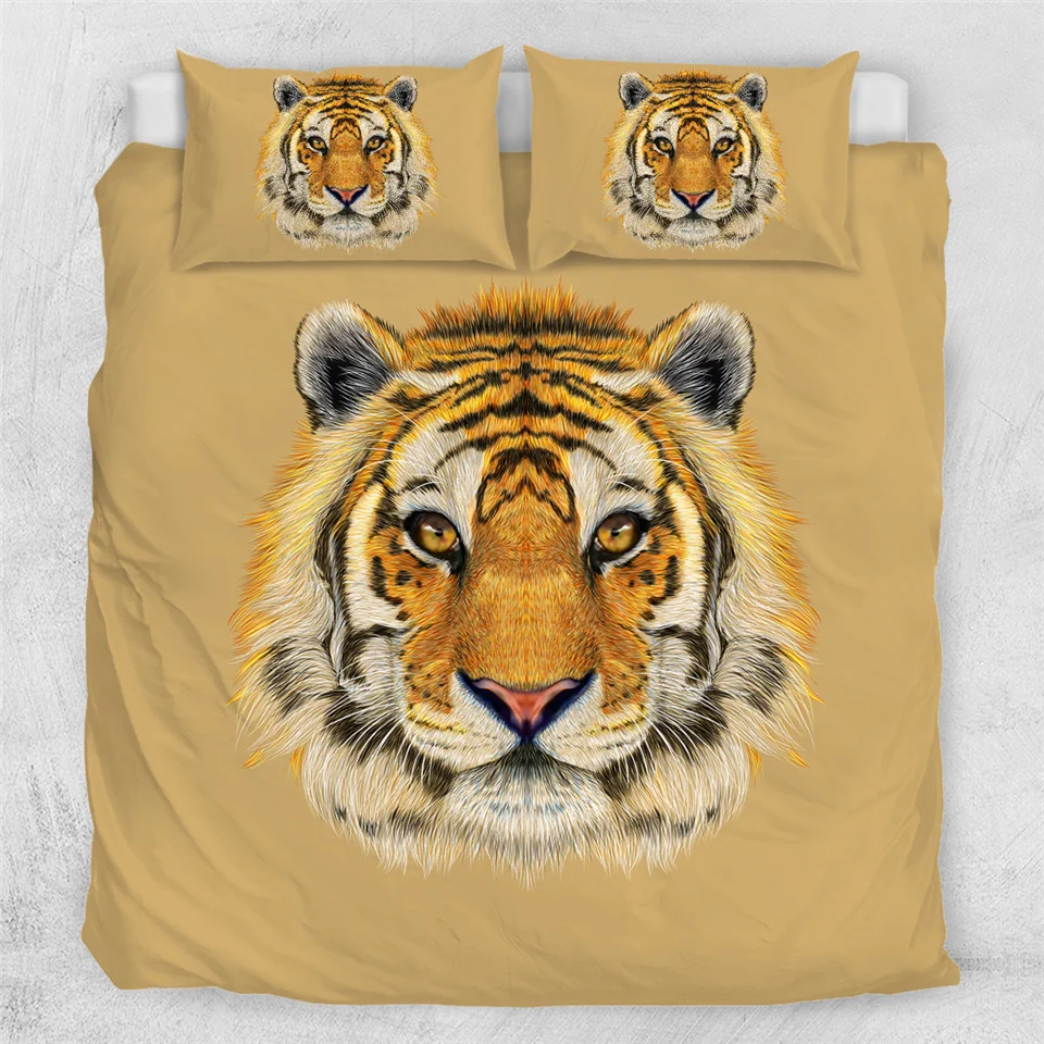 Yellow Постельные принадлежности Outlet Tiger комплект детской кровати King акварельный пододеяльник дикие животные домашний текстиль черный белый постельное белье роскошный комплект постельного белья - Color: Yellow
