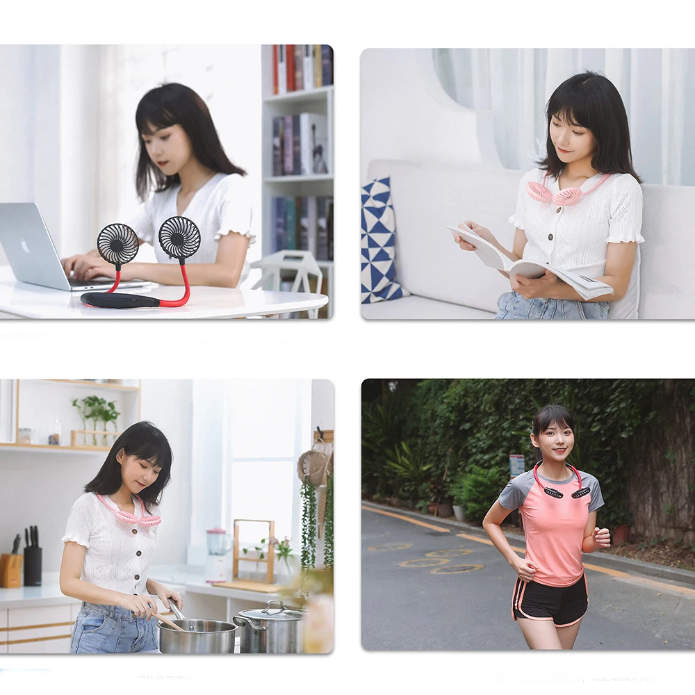 

Hand-Free 2000mAh Portable Mini Neck Fan With Led Color Light Neckband Fan Rotating Fan Air Conditioner Rechargeable Air Coolor