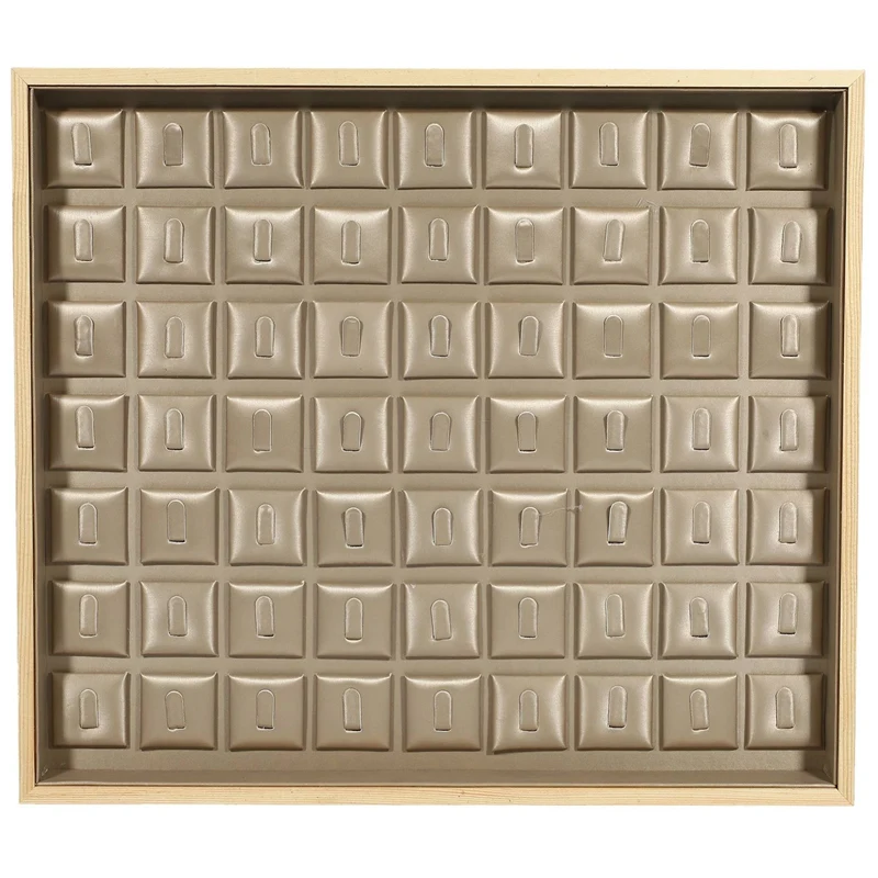 

2 Pcs Fashion Brushed Leather Jewelry Stand Ring Earrings Necklace Jewelry Display Wooden Side Tray Storage Display