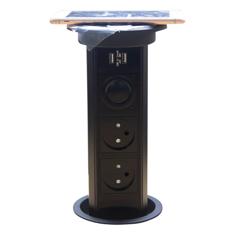 

2020 New Arrival Wifi Smart Electrical Sockets 2 Israeli power outlets 2 USB Charger Qi Wireless charging Bluetooth All Black