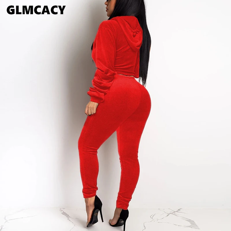 Женский комплект из двух предметов Бархатные толстовки с длинными рукавами и