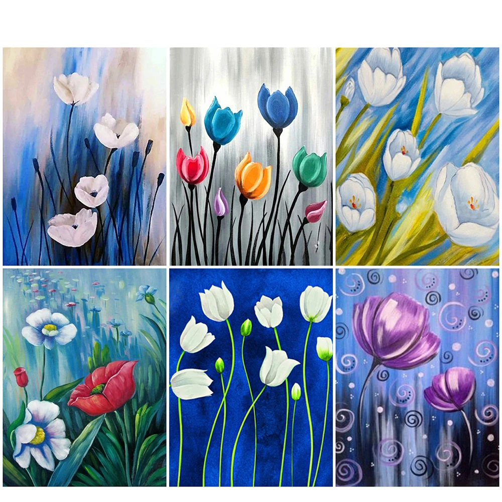 

5D полноразмерная квадратная Алмазная вышивка, цветок, алмазная живопись, мозаика в виде тюльпана, вышивка крестиком, стразы, Декор для дома