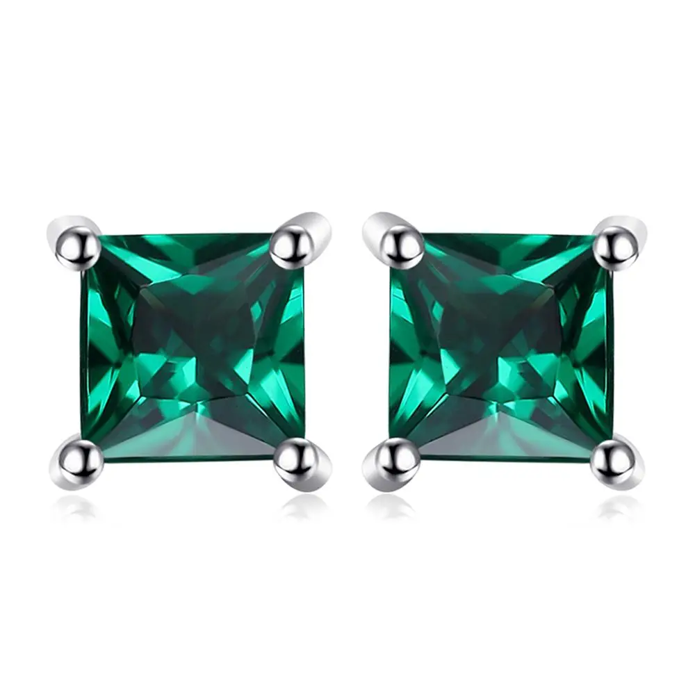 Jewelrypalace квадратный 0.6ct создания Изумрудный 925 серебро Серьги-гвоздики Модные украшения для Для женщин