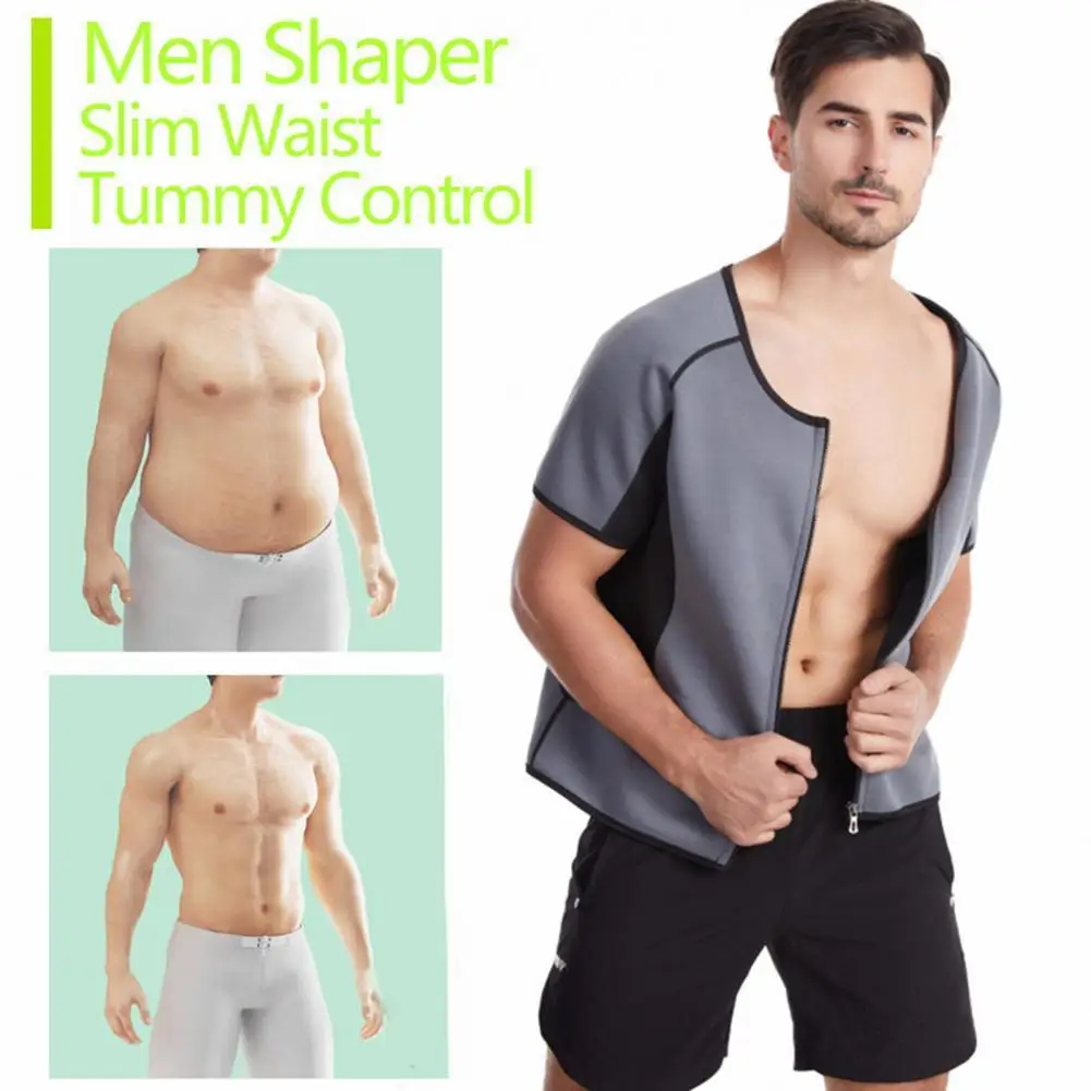 

Slimming Shirt Thick Men Waist Trainer Tear Resistant Short Sleeve Fashion Sweat Sauna Weight Loss Slimming Shorts