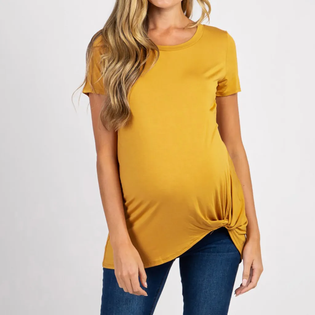 

Maternity Clothes Women's Maternity Tops T-shirts Short Sleeve Pregnancy Clothes Crew Neck Pregnant Tie Pregnancy T-Shirts