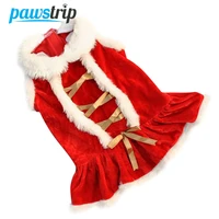 pawstrip christmas pet dog clothes winter dogs dress plush warm puppy skirt for chihuahua teddy red puppy dresses pet costume