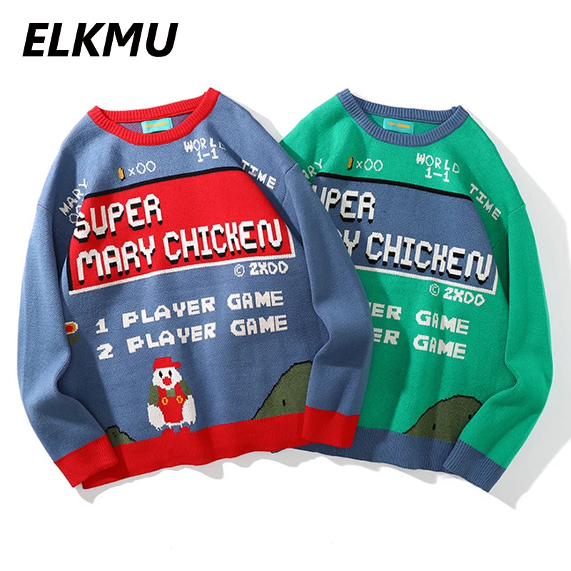 

Уличная одежда ELKMU, Рождественский свитер для мужчин и женщин, вязаный свитер с мультяшным рисунком, вязаные Джемперы, свитера, парные свите...