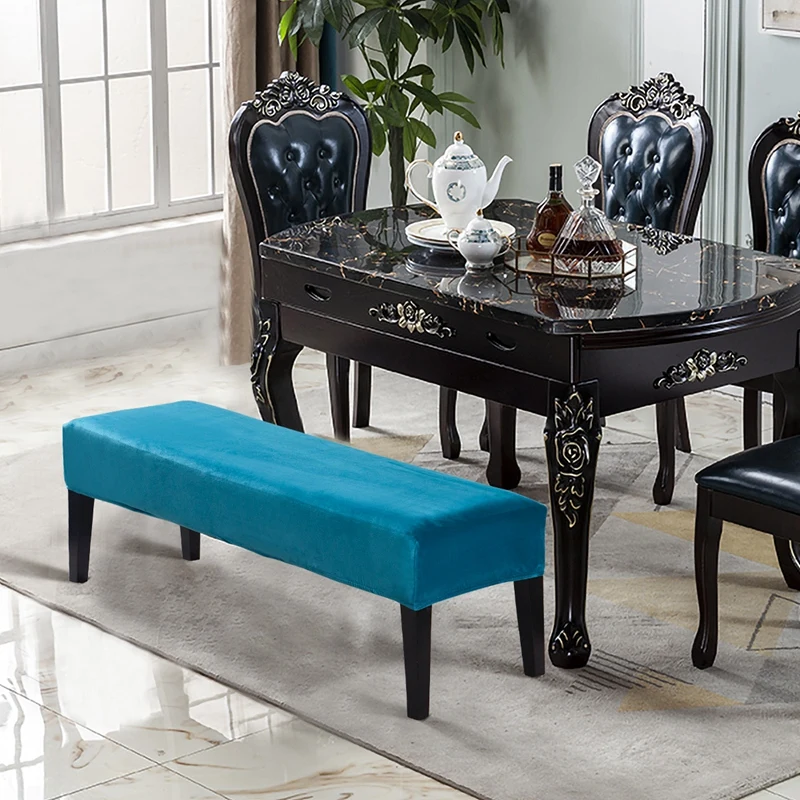 

Nordic Velvet Piano Chair Cover All-inclusive Bench Covers Rectangular Solid Color Thickened Stool Cover for Living Room Bedroom