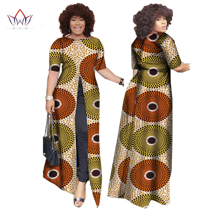 Африканский dashiki африканских платья повседневные Прямые сплит печати Африканский принт хлопок Одежда Сорочка африканского Femme brw WY852