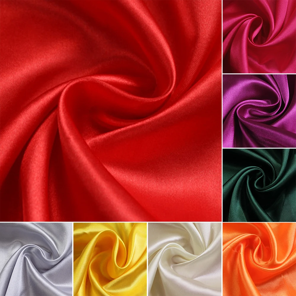 

Solid Color Satin Polyester Fabric Highend Satin Dress Simulation Silk Cloth Gift Box Lining Cloth Satin Satin Sewing Fabric
