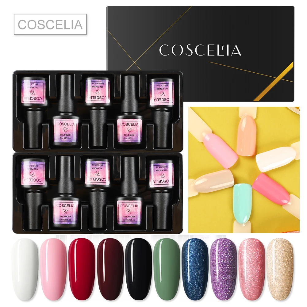 10 шт./лот УФ набор гель лаков для ногтей COSCELIA 8 мл маникюра цветной лак все Нейл арт