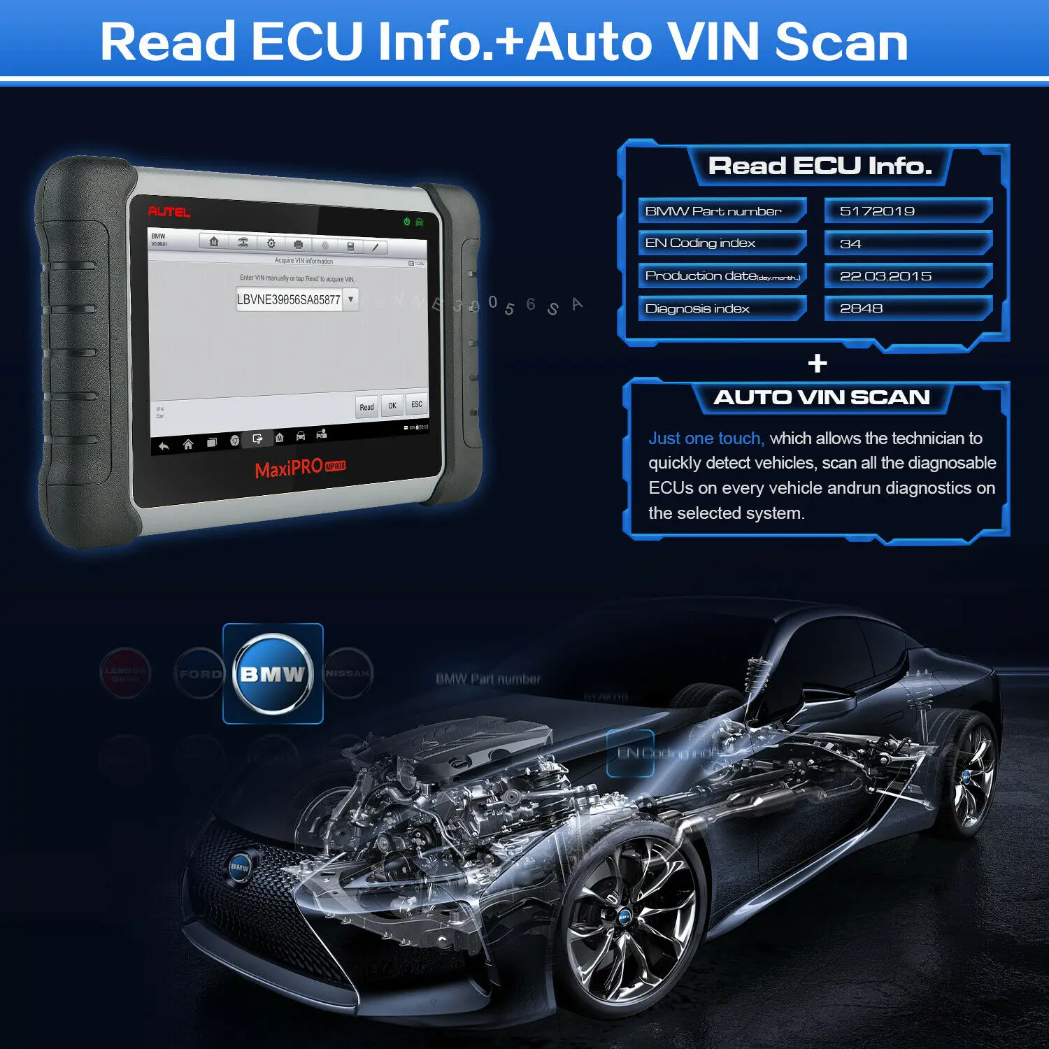 Диагностический инструмент Autel MP808K диагностика автомобиля Obd2 сканер