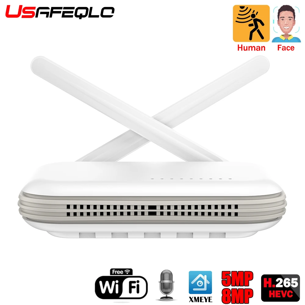 

USAFEQLO H.265 3MP 5MP 8MP 4K HD 8CH Mini Wifi NVR Xmeye iCsee Wifi camera For CCTV Security Wifi Kit 2.5CH HDD TF Card Slot