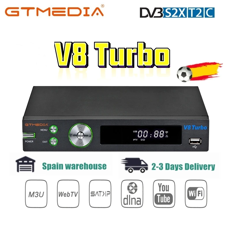 Новый GTMEDIA V8 Turbo DVB S2/T2/кабель/J.83B цифра спутниковый телевизионный ресивер WI FI H.265