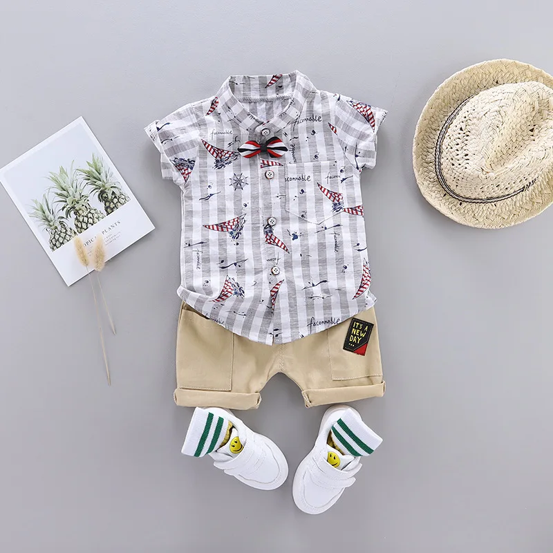 New Summer Baby Clothes Suit Children Boys Cartoon Letter Shirt Shorts 2Pcs/sets Toddler Casual Clothing Infant Kids Tracksuits |