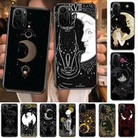 witch moon tarot mysterious totem phone case for xiaomi redmi poco f1 f2 f3 x3 pro m3 9c 10t lite nfc black cover silicone back